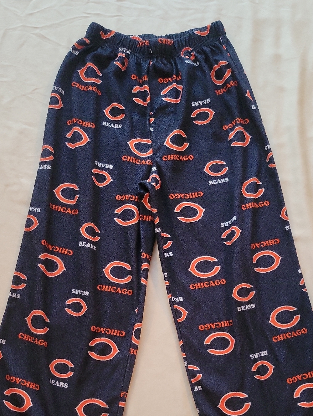 NFL Chicago Bears Kids Child Wide Leg Navy & Orange Fleece Pajama Pants Size 4